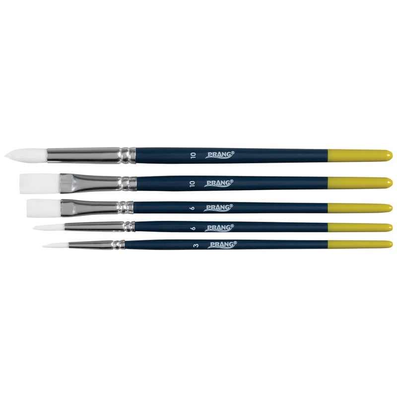 Prang Hobby Five-Brush Set, Assorted Sizes, Natural Hair, Flat; Round Profiles, 5/set - Image 3